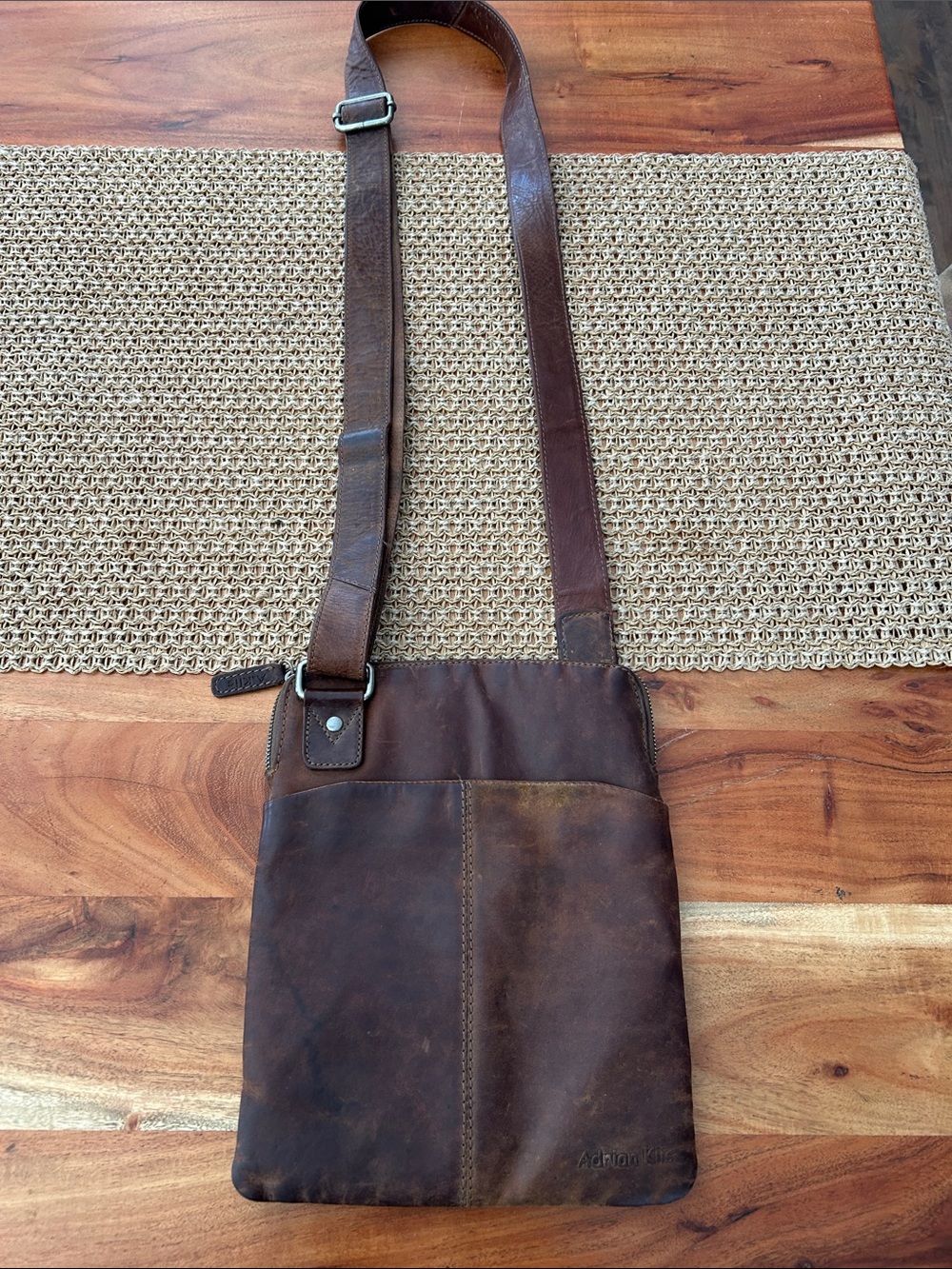 Vintage Adrian Klis Crossbody Bag patina rich cognac leather